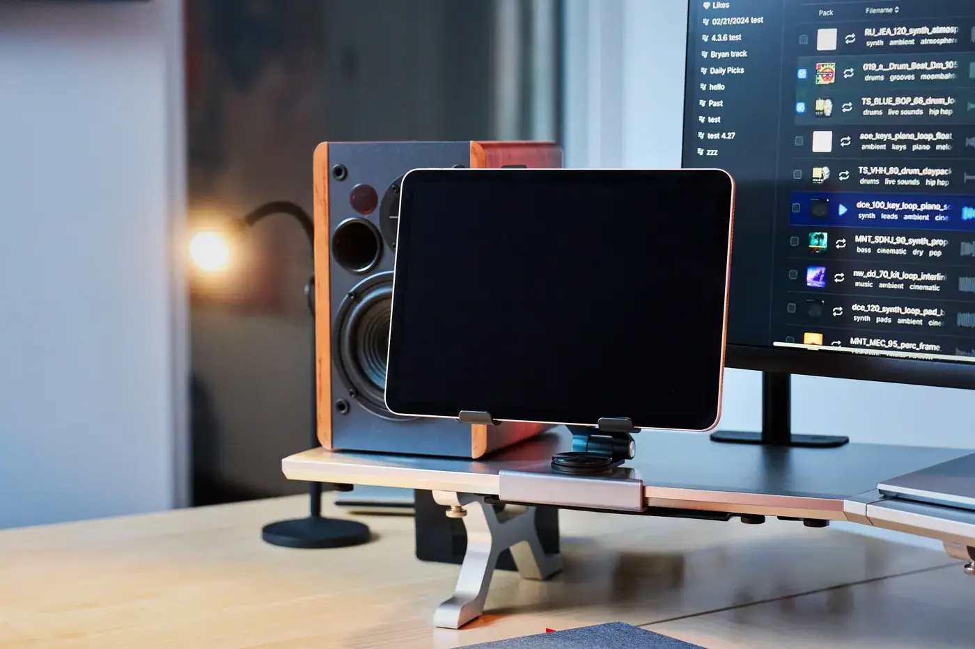 Tablet mounted on the rail